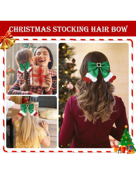 Lazo de Pelo Navideño Brillante Beleki Verde y Rojo Lazo de Pelo Navideño Brillante Beleki Verde y Rojo