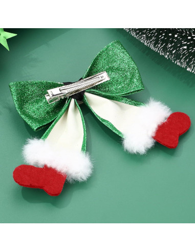 Lazo de Pelo Navideño Brillante Beleki Verde y Rojo