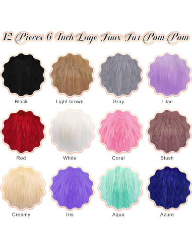 Pom Pom Grande SIQUK 12 Piezas Piel Sintética 15 cm