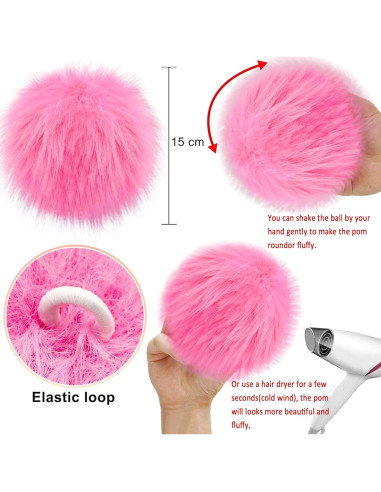 Pom Pom Grande SIQUK 12 Piezas Piel Sintética 15 cm