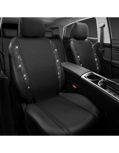 Funda de Asiento de Coche CAR PASS Negra con Brillantes 2 Pzs Funda de Asiento de Coche CAR PASS Negra con Brillantes 2 Pzs