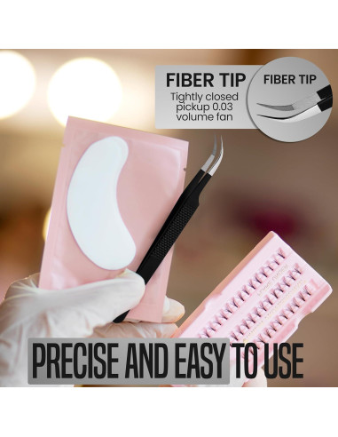 Juego de Pinzas para Extensiones de Pestañas Khadmi Impex - 3 Pinzas de Acero Inoxidable