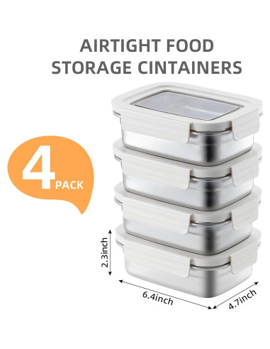 Contenedor de Alimentos BEFOY Acero Inoxidable 4PCS 650ml Hermético