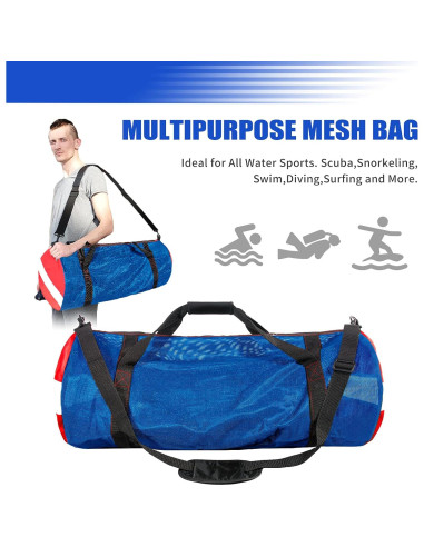 Bolsa de Deporte Duffle Dawitrly Grande Malla Buceo Azul