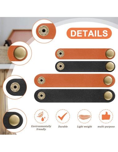 52 Piezas Organizador de Cables Weewooday Cuero PU Negro Marrón