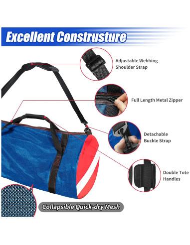 Bolsa de Deporte Duffle Dawitrly Grande Malla Buceo Azul