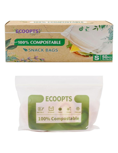 Bolsas de Snack Compostables ECOOPTS 50 Unidades 10x16 cm