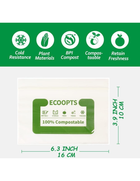 Bolsas de Snack Compostables ECOOPTS 50 Unidades 10x16 cm Bolsas de Snack Compostables ECOOPTS 50 Unidades 10x16 cm