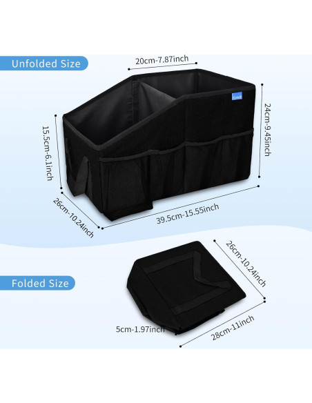 Organizador de Asiento de Coche Ldex Negro Plegable con Bolsillos Organizador de Asiento de Coche Ldex Negro Plegable con Bolsillos