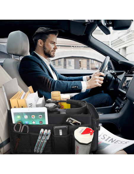 Organizador de Asiento de Coche Ldex Negro Plegable con Bolsillos Organizador de Asiento de Coche Ldex Negro Plegable con Bolsillos