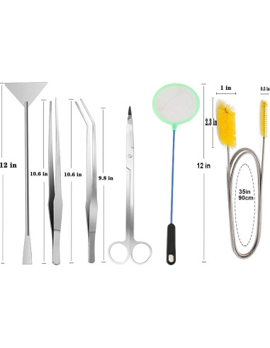 Kit de herramientas para acuario 7 en 1 Lxiyu - Acero inoxidable