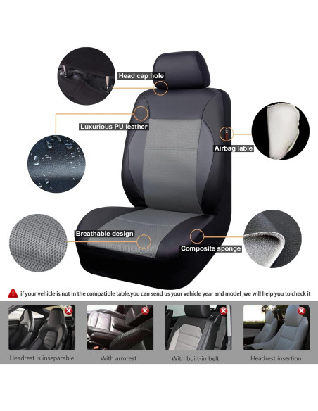 Fundas de Asiento CAR PASS PU Cuero Sintético Universal Negro y Gris Fundas de Asiento CAR PASS PU Cuero Sintético Universal Negro y Gris