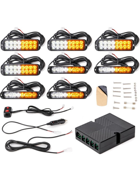 Kit de luces estroboscópicas LED V-SEK 8 piezas ámbar y blanco Kit de luces estroboscópicas LED V-SEK 8 piezas ámbar y blanco