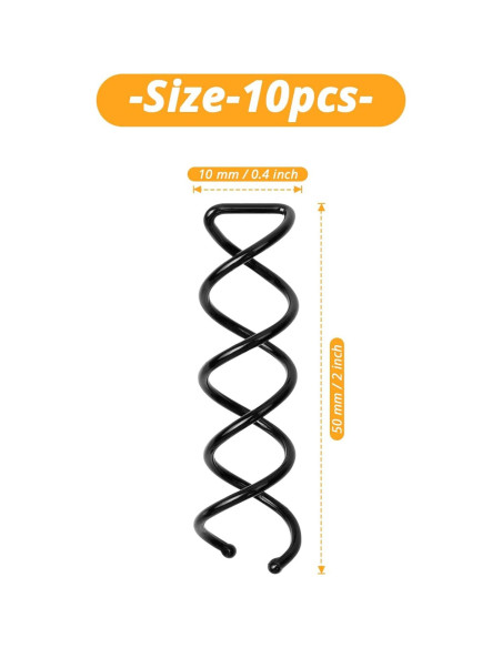 Set de 10 Pinzas para Cabello en Espiral Defutay - Negro Set de 10 Pinzas para Cabello en Espiral Defutay - Negro