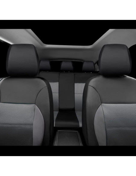 Fundas de Asiento CAR PASS PU Cuero Sintético Universal Negro y Gris Fundas de Asiento CAR PASS PU Cuero Sintético Universal Negro y Gris