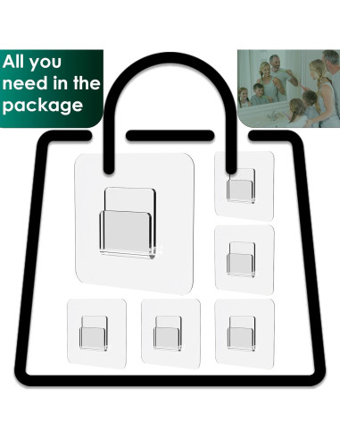 Ganchos Adhesivos Planos Jovware para Caddy de Ducha - Paquete de 6