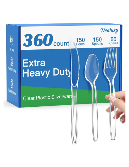 Juego de Utensilios Desechables Dealusy 360 Piezas Plástico Resistente Juego de Utensilios Desechables Dealusy 360 Piezas Plástico Resistente