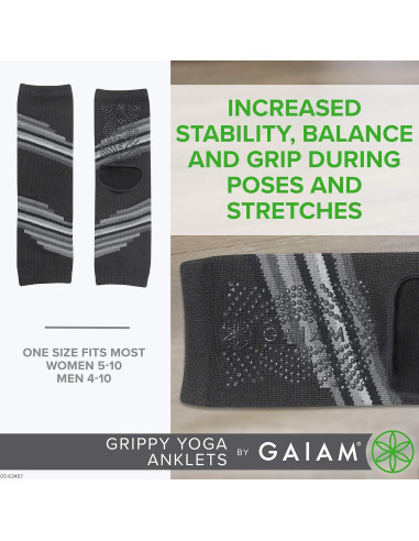 Calcetines de Yoga Tobilleros Gaiam Antideslizantes Gris Humo