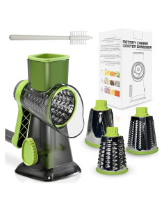 Rallador de Queso Rotativo XinM con 3 Cuchillas Intercambiables Verde