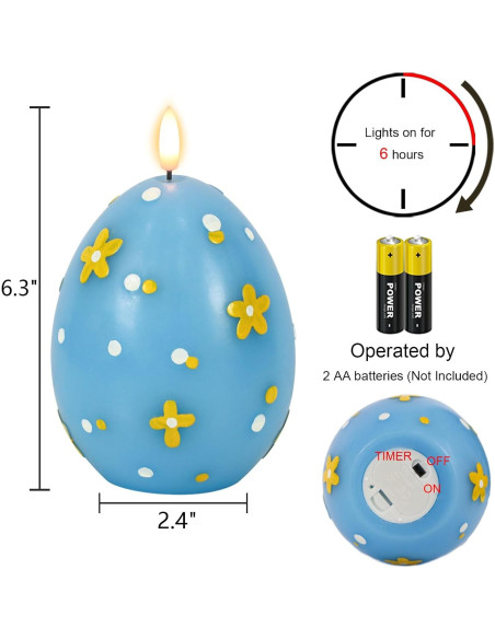Vela LED sin llama DRomance huevo de Pascua azul 16 cm Vela LED sin llama DRomance huevo de Pascua azul 16 cm