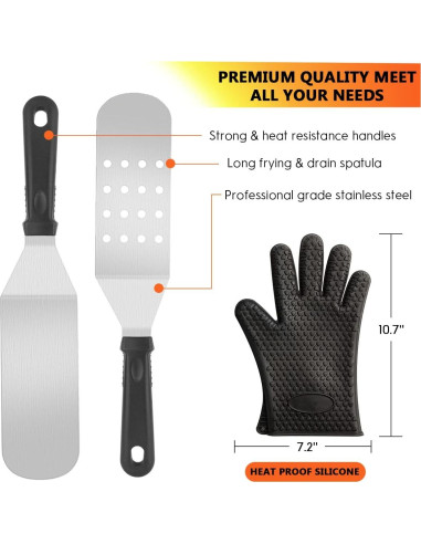 Kit de Accesorios para Parrilla Yekale 140 Piezas Acero Inoxidable