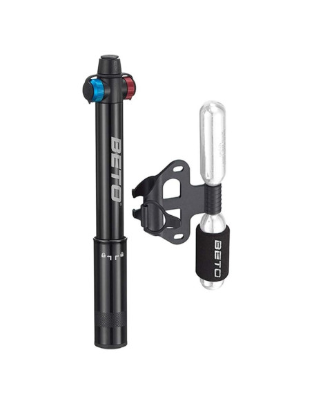 Bomba de bicicleta Beto CO2 y manual, 80g, cabezal doble Bomba de bicicleta Beto CO2 y manual, 80g, cabezal doble