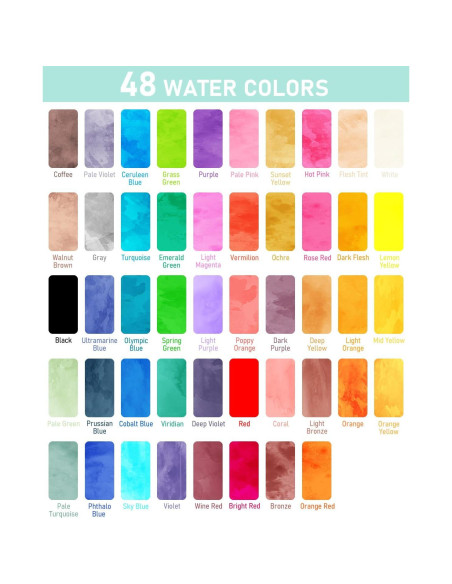 Juego de Pintura Acuarela Nicpro 48 Colores con Pinceles y Paleta Juego de Pintura Acuarela Nicpro 48 Colores con Pinceles y Paleta
