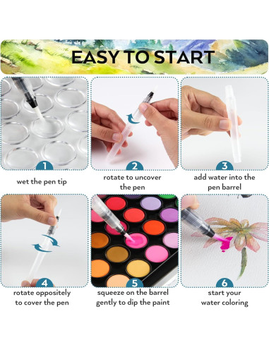Juego de Pintura Acuarela Nicpro 48 Colores con Pinceles y Paleta