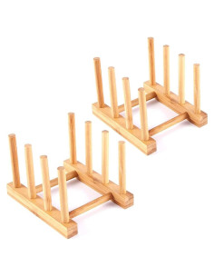Estante de Platos de Madera de Bambú YWSHF 2 Pcs Ecológico