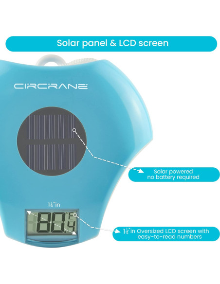 Termómetro Digital Solar Circrane para Piscina y Spa IPX-8 Termómetro Digital Solar Circrane para Piscina y Spa IPX-8