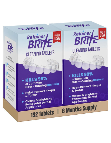 Tabletas de limpieza Retainer Brite 192 unidades para alineadores Tabletas de limpieza Retainer Brite 192 unidades para alineadores
