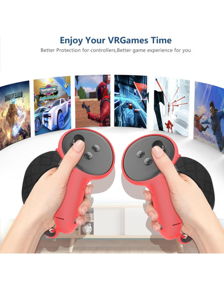 Conjunto de Cubiertas de Silicona MTomatoVR para Quest 3s - Panal Rojo Conjunto de Cubiertas de Silicona MTomatoVR para Quest 3s - Panal Rojo