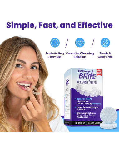 Tabletas de limpieza Retainer Brite 192 unidades para alineadores