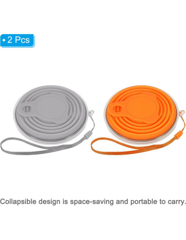 Taza de Viaje Plegable PATIKIL 270mL 2 Piezas Silicona Gris Naranja