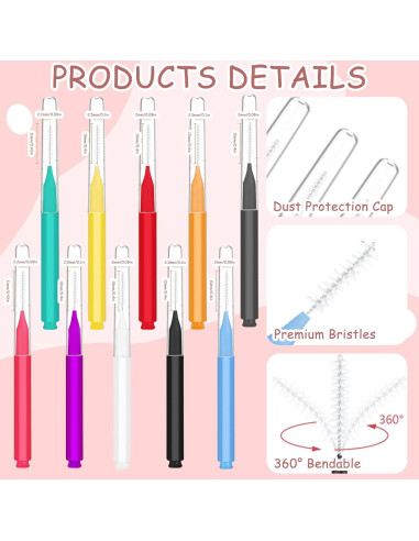100 Cepillos Micro para Cejas y Pestañas CANIPHA - 10 Colores