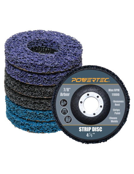 Discos de Estripado POWERTEC 4.5" Paquete de 6 para Amoladora Discos de Estripado POWERTEC 4.5" Paquete de 6 para Amoladora