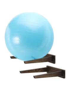 Soporte de Pared de Madera Quemada MyGift para Pelotas Grande - Set de 2