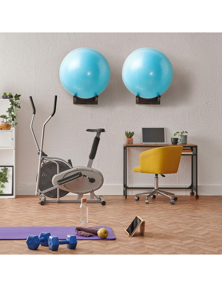 Soporte de Pared de Madera Quemada MyGift para Pelotas Grande - Set de 2 Soporte de Pared de Madera Quemada MyGift para Pelotas Grande - Set de 2