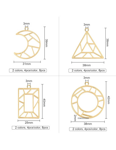 OLYCRAFT 32 Piezas Colgantes Geométricos para Joyería DIY