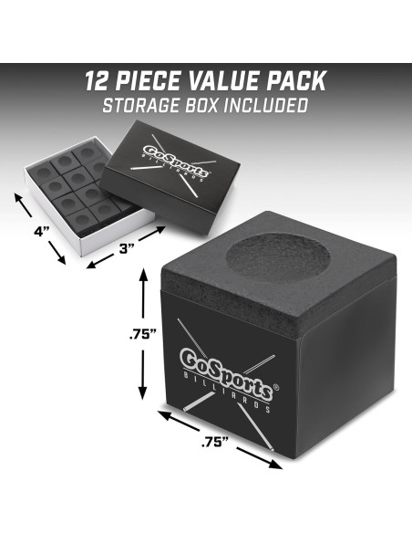 Cubo de Tiza para Taco de Billar GoSports Premium 12 Pack - Negro Cubo de Tiza para Taco de Billar GoSports Premium 12 Pack - Negro