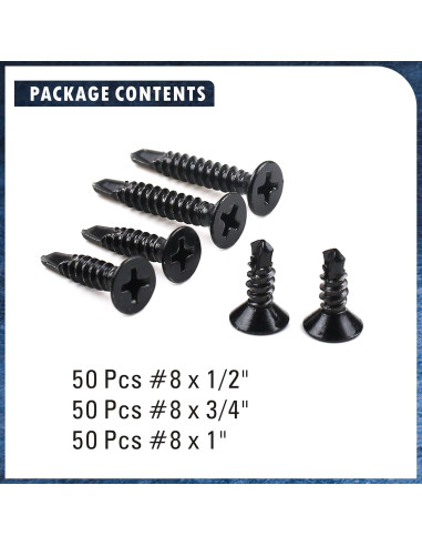 Kit de Tornillos Autoperforantes MateOne Acero Inoxidable 410 150 PCS