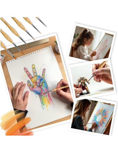 Juego de 6 Pinceles de Pintura Miniatura YFLLN - Triangulares
