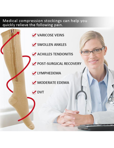 Calcetines de Compresión Ailaka Unisex 15-20 mmHg con Cremallera