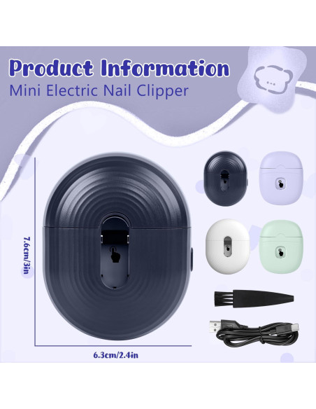 Cortador de Uñas Eléctrico MISNINE Recargable USB Azul Cortador de Uñas Eléctrico MISNINE Recargable USB Azul