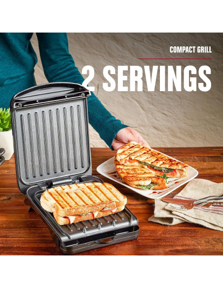 Parrilla Eléctrica George Foreman GRS040B para 2 Porciones Negra Parrilla Eléctrica George Foreman GRS040B para 2 Porciones Negra