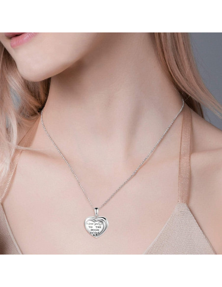 Collar Medallón de Plata de Ley 925 Te Amo hasta la Luna Collar Medallón de Plata de Ley 925 Te Amo hasta la Luna
