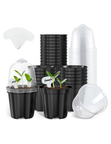 Macetas de Vivero Homenote 3" con Drenaje y Etiquetas - 30 Pzas