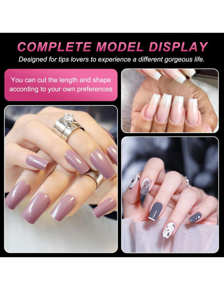 Kit de Uñas Falsas Transparentes Krofaue 100 Pcs con Pegamento Kit de Uñas Falsas Transparentes Krofaue 100 Pcs con Pegamento
