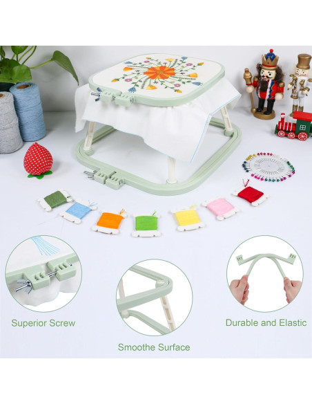 Soporte de Bordado Trapezoidal Guofa - 2 Aros Ajustables Verde Soporte de Bordado Trapezoidal Guofa - 2 Aros Ajustables Verde