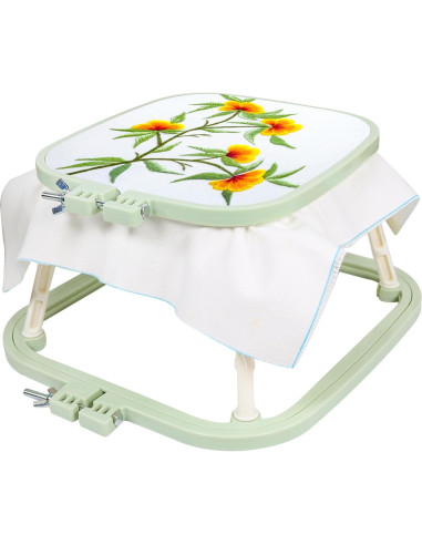 Soporte de Bordado Trapezoidal Guofa - 2 Aros Ajustables Verde